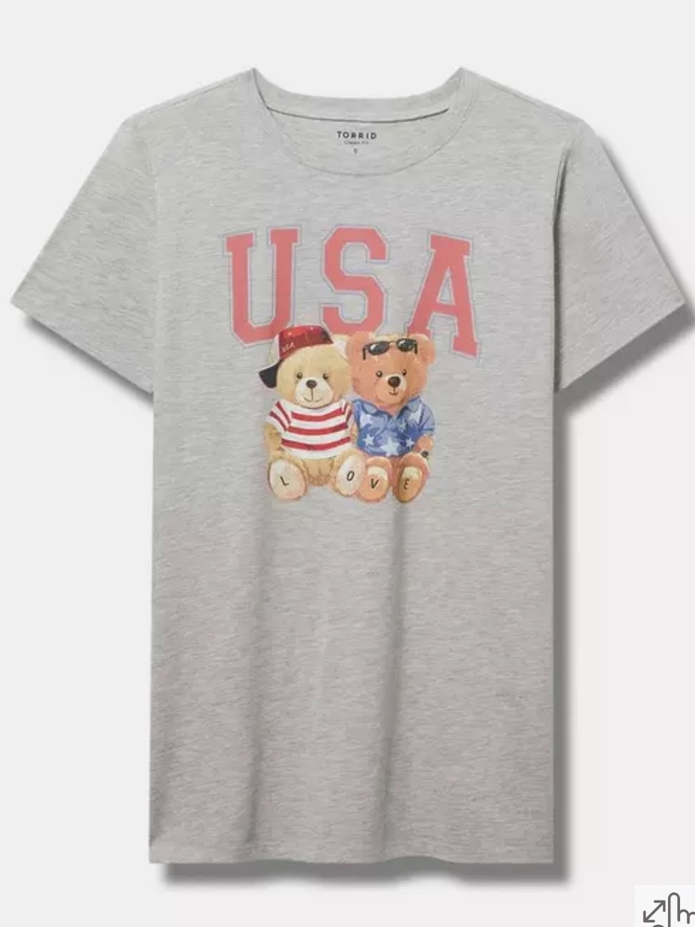 NWT Torrid USA Bear Classic Cotton Jersey Crew Tee size 1X